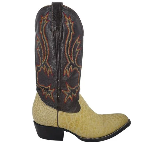 Bull Rider Men 9.5 Unique Color Golden Yellow Brown Leather Cowboy Western Boots - Picture 14 of 16